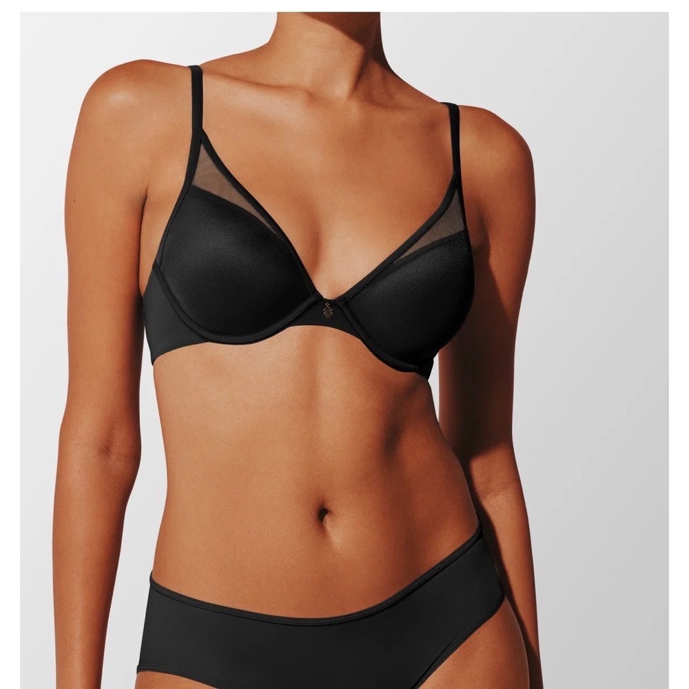 ThirdLove Black Uplift Plunge Bra NWT Mesh Detail Underwire 34C